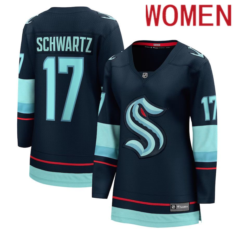 Women Seattle Kraken #17 Jaden Schwartz Fanatics Branded Navy Home Breakaway Player NHL Jersey